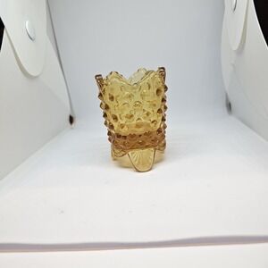 Vintage Fenton Art Glass 3 Footed Amber Toothpick Holder. 3" Tall